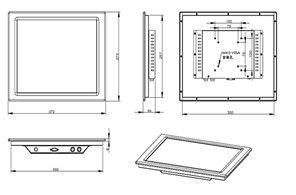 IP65 15 pulgadas pantalla táctil industrial panel de visualización incrustado / montado en la pared