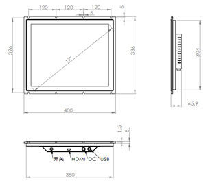 300cd/M2 Pantalla táctil industrial Monitor de 10 pulgadas Pantalla 24V Entrada de energía continua