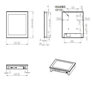 Monitor de pantalla táctil industrial flexible para Windows / Linux con 5 puntos táctiles